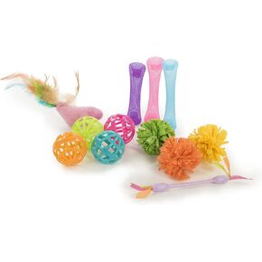 SmartyKat (9 Set Bundle Tropical Time Variety Pack Catnip Cat Toys - Multi Color, Set of 9