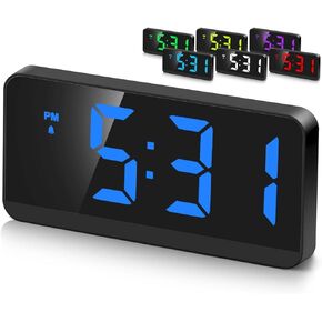 Electric Digital Alarm Clocks for Bedrooms, LED Small Digital Clock for Bedroom, Desk Bedside Alarm Clock with Battery Backup Powered Operated, USB, Large Display, 3 Alarms Snooze