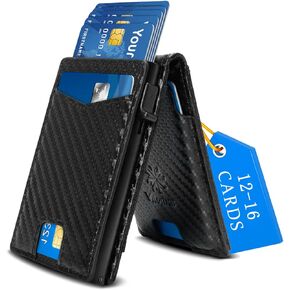 Vitomas Smart Wallet for Men, Quick Access Pop up Wallet for Men with RFID Blocking, High Card Capacity Click Wallets for Men, Wallets for Men Holds up to 12-16 Cards, Carbon Fiber Black
