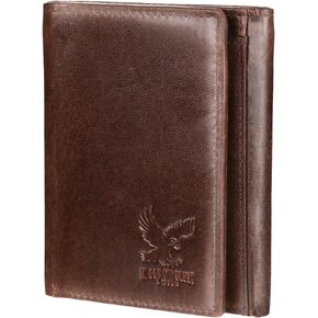BULL GUARD Freedom Leather RFID Trifold Wallet for Men with Smart Pocket for Air Tag or Other Tracking Devices and 2 ID Windows In Durable Top Grain Leather Ideal for Travel