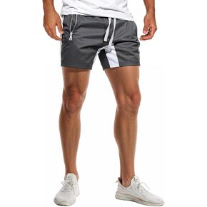 GYMBULLFIGHT Men's Casual Shorts 5"/ 7" Drawstring Summer Quick Dry Lightweight Beach Shorts with Zipper Pockets in Kuwait