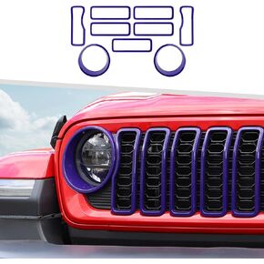 for 2024 Jeep Wrangler 4xe Grill Inserts, 9PCS Headlight Cover & Grille Insert Compatible with Jeep Wrangler JL JLU 2024+, NOT FIT JL Sport/Sport S (Black)
