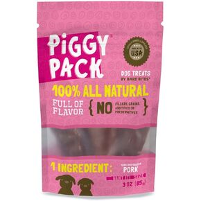 Piggy Pack Dog Pork Jerky Treats, All Natural, Made in USA (3 oz)