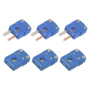 MECCANIXITY Mini T Type Thermocouple Wire Connectors Male Female Plug Adapter High Temperature 220°C(428°F) for Thermocouple Sensor Probe Blue 1 Set