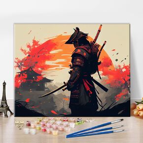 TUMOVO Warrior Paint by Numbers, Colorful Samurai Paint by Numbers Acrylic Painting Kit, Oil Painting Kit with Brushes and Pigment, Paint by Numbers for Home Wall Decor, 16x20 Inch