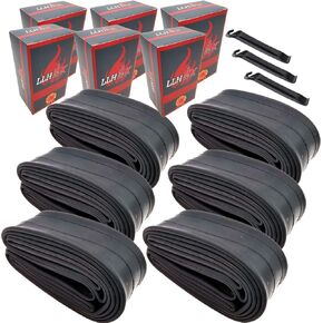 26 Inch Bike Tube Schrader Valve 6 Pack 26 Inch Mountain Bike Tube 1.95/2.125/1.75 for Most 26" Bike Tire w/ 3 Tire Levers. 26 Inch Bike Tube Standard Valve w/Serious Shock-Reducing Power by LLH2K