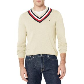 Tommy Hilfiger Men's Stripe V Neck Sweater