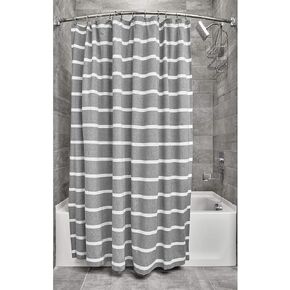 Interdesign 73725 Thin Stripe Shower Curtain, 72" x 72" - Charcoal/White