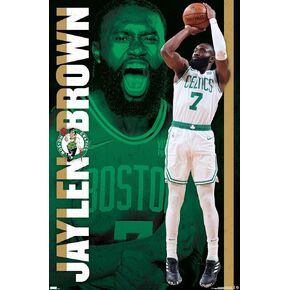 Trends International NBA Boston Celtics - Jaylen Brown 21 Wall Poster, 22.375" x 34", Poster & Clip Bundle