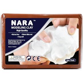 NARA Modeling Clay, 1 Color, 1 Block, 906g (2 lbs.) (Grey) - Non-Toxic, Plasticine Modeling Clay, Great for Beginners to Professional Artists, Non-Hardening, Perfect for Arts and Crafts Projects