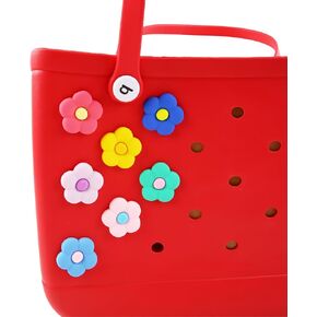 Vagocom 7Pcs Multicolor Flower Charms Accessories for Bogg Bags,Simply Southern Totes,1.8inch / 4.6cm Inserts Decorative Accessories for Beach Bag with 10mm-14mm Holes