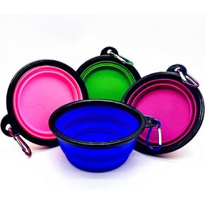 ANGLECHAT Collapsible Bowls Dog Pet Bowl, 4 Pack for Cats Dogs Travel Bowl Portable Foldable Pet Feeding Watering Dish Pet Supplies for Walking Parking Traveling Camping with 4 Carabiner Clip