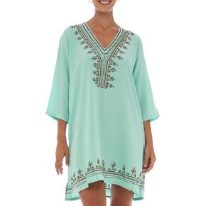 Back From Bali Womens Boho Embroidered Swimsuit Cover Up Loose Fit Casual Tunic Top Dress Resort Wear