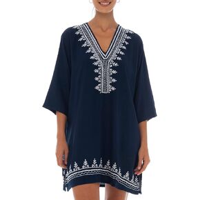 Back From Bali Womens Boho Embroidered Swimsuit Cover Up Loose Fit Casual Tunic Top Dress Resort Wear in Saudi Arabia