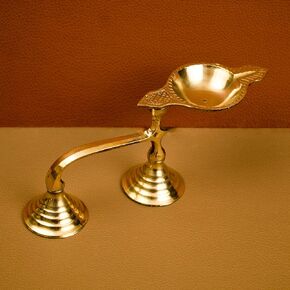 Spillbox Brass Karpoor | Kapoor Diya Deepam Burner Arati | Aarti | Arthi | Arti | Arathi | Stand for Dhoop Puja | Pooja Room Camphor Dani Holder Mandir Home & Office - Single Face Diya