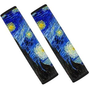 أغطية أحزمة مقعد السيارة Suhoaziia Van Gogh Starry Sky، أغطية حزام الكتف للنساء والفتيات، وسادات أحزمة الأمان تناسب الجميع، ملحقات تزيين السيارة 2 عبوة