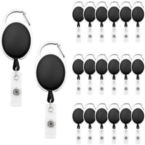 Fushing 20Pcs Retractable ID Badge Holders ID Badge Reels with Clip Retractable Badge Holders for Office Worker Doctor Nurse (Black)