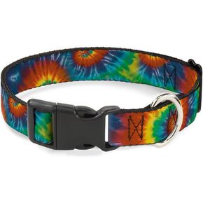 Buckle-Down Plastic Clip Collar - Tie Dye Swirl Multi Color - 1.5" Wide - Fits 18-32" Neck - Large