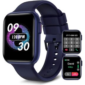 Bebinca Smart Watch, Fitness Tracker with Heart Rate Sleep Monitor, 1.7" Touch Screen [Answer/Make Call] AI Voice, IP68 Waterproof Compatible with iPhone Samsung Android Phone, Black