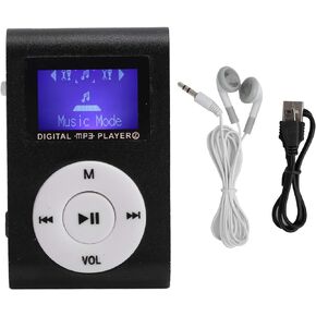 مشغل MP3 سعة 32 جيجابايت، مشغل موسيقى رقمي محمول مع سماعات رأس وكابل USB، مشغل وسائط موسيقى صغير MP3 LCD بشاشة صغيرة مع مشبك خلفي (فضي) in Kuwait
