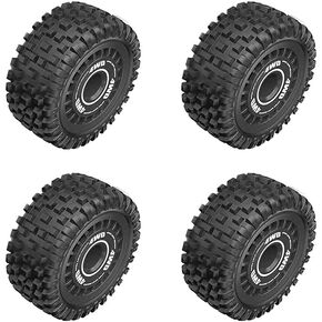 4PCS Original 12mm Hex Hub Wheel Rims & Rubber Tires for 16207 1/16 Off-Road RC Car, Pre-glued