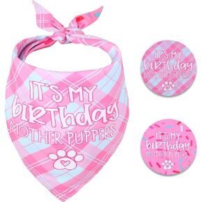 Dog Birthday Bandana Small Reversible Multi Size Offered for Dog Birthday Boy, Dog Birthday Party Supplies for XSmall to Medium Pets Cats