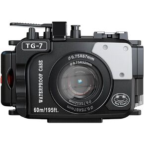 Sea frogs Waterproof housing Case Underwater Diving 195FT/60M Works for OM System TG-7 Cameras (Housing + Red Filter) (HZB-TG7-BLACK)