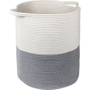 Brookstone, Large Cotton Rope Storage Basket, Soft Woven Bin with Handles, Baby Nursery/Blanket Organizer; Perfectly Sized at 18.5" X 16", Use in Living Room/Bedroom, Suitable for Any Décor Style
