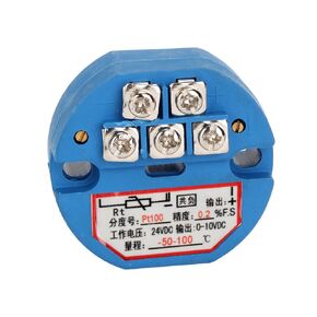 RTD PT100 Temperature Sensor Transmitter 0-10V Range from -50 to 100°C