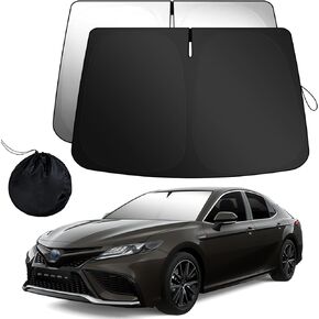 Windshield Sunshade Compatible with 2018 2019 2020 2021 2022 2023 2024Toyota Camry Accessories - 240T Double Layer Foldable Front Sun Shade Protector