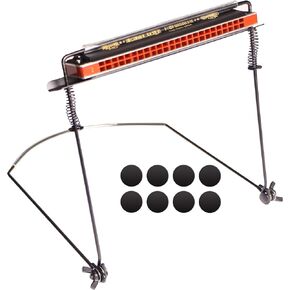 East top 24 Hole Harmonica Holder Neck Hands Free with Anti-Scratch Felt Pads to Protector Harmonica