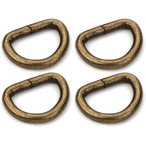 CRAFTMEMORE 1 1/4 & 1 1/2 Inches D-Ring Findings Metal Non Welded D Rings for Belts Bags Lanyard Leathercraft Avail 4 Colors (1 1/2" x 20 pcs, Antique Brass)