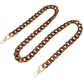 WADORN Acrylic Purse Strap, 47.6 Inch Resin Bag Chain Handle Large Flat Chain Strap Crossbody Chain Replacement Shoulder Strap Handbag Chain Accessories Charms for Women's Clutch Tote Bag (Leopard)