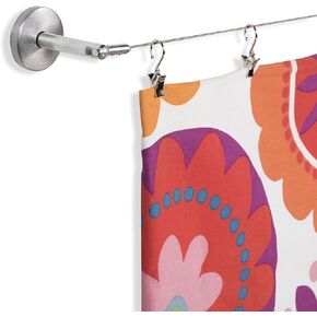 Fasthomegoods Window Decor Drapery Curtain Wire Rod Set with 24 Clips Stainless Steel Chrome 16.5 Feet Long