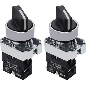 TWTADE / 2Pcs 22mm Selector Switch 2 NO 3 - Positions Maintained Latching Rotary Selector Switch 440V 10A XB2-20X/31-HB2-BD33 in Kuwait