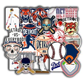 32 PCS Detroit Stickers Vinyl Tigers Stickers Pack Baseball Stickers for Water Bottle, Laptop, Bicycle, Computer, Motorcycle, Car Sticker 2-2.5 inches