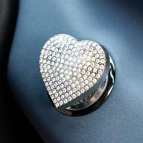 Rislobx Bling Heart Car Engine Start Button Cover, Crystal Anti Scratch Protective Cover for Push Start Button, Bling Ignition Button Decor Car Interior Accessories for Women (Black Gradient)