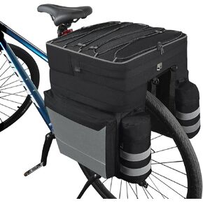 Pucuwu حقيبة الدراجة 3 في 1 أكياس سلة الدراجة، سعة كبيرة للماء دراجة المقعد الخلفي الناقل حقيبة الجذع مع تقليم عاكس، أكياس سرج الركاب متعددة الوظائف مع غطاء المطر in Kuwait