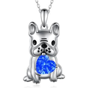 Dog Necklace for Women 925 Sterling Silver French Bulldog Necklace Pug Frenchie Gifts for Daughter Granddaughter Girls Women