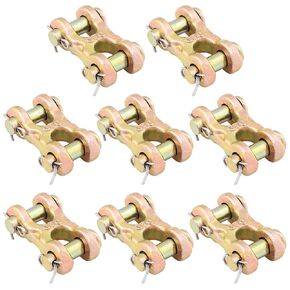 8 Pack 3/8 Double Clevis Link, Chain Repair Link Twin Clevis, Double Clevis for Variety of Industries, Including Construction, Transportation, and Manufacturing, by GENHAKON