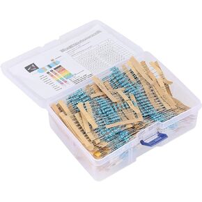 1270Pcs 127 Values 1/2W 0.5W 1% 1R-1M Ohm Metal Film Resistor Assortment Kit with Box