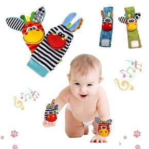 4pcs Infant Baby Wrist Rattles and Foot Socks Developmental Toys