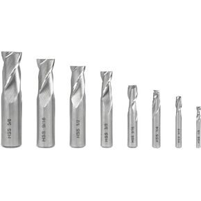 WEN 33108A 8-Piece 2-Flute HSS End Mill Set for Milling Machines