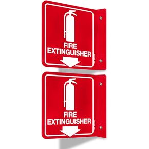 T&R Fire Extinguisher Sign, Fire Extinguisher with Down Arrow - 2 Pack - 6 x 6 Inches Acrylic, 2 pre-drilled holes, Includes Matching Screws, Use for Home Office/Business