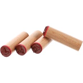 NUOBESTY 4pcs Wooden Seal Wooden Flower Stamp Natural Clay Scrapbooking Wood Seal Wood Stamp Seal Floral Stamps Wooden Rubber Stamp Ink Plant Decor Stamp Accessory Student Use Toy Christmas