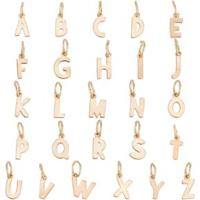PH PandaHall 14K Gold Alphabet Letter Beads 26 A-Z Letter Charms Long-lasting Capital Letter Beads Brass Initial Charms Pendants for Cup Meaningful Gift Valentine Bracelet Jewelry Making Hole: 1mm