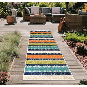 Rugshop Vienna Bohemian Non-Shedding Patio Deck Backyard Indoor/Outdoor Runner Rug 2' x 7' Multi