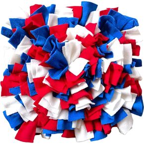 Pet Fleece Snuffle Mat Square Shape Foraging Mats Interactive Feeding Toy Anti Slip Slow Feeder Treat Dispenser for Dog Rabbit Guinea Pig (Blue/Grey)