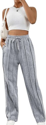 Women's Drawstring High Waisted Straight Leg Sweatpants Casual Baggy Workout Joggers Pants Lounge in Saudi Arabia
