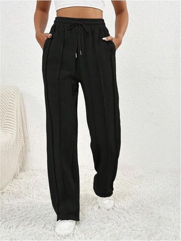 Women's Drawstring High Waisted Straight Leg Sweatpants Casual Baggy Workout Joggers Pants Lounge in Saudi Arabia